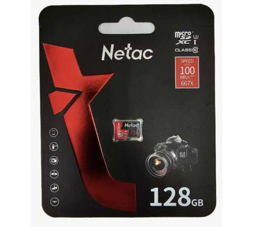 Карта памяти MicroSD 128GB Netac P500 Extreme Pro Class 10 без адаптера