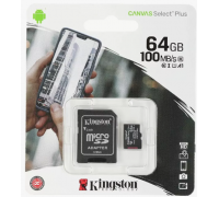Карта памяти MicroSD 64GB Kingson Class 10 c адаптером