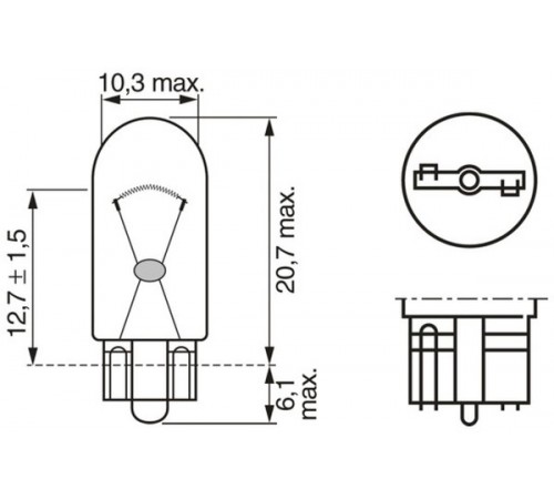 Лампа накаливания, фонарь указателя поворота BOSCH 1 987 302 820 WY5W