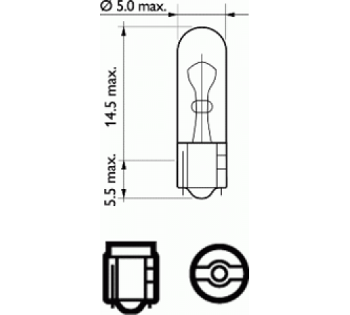 Лампа накаливания, внутреннее освещение W1, 2W PHILIPS 12516 CP