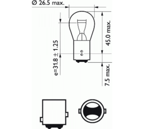 Лампа накаливания P21/5W 12V PHILIPS 12499 CP