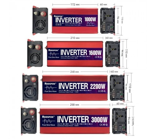 Инвертор RDDSpon Red 12v 220v 1000w