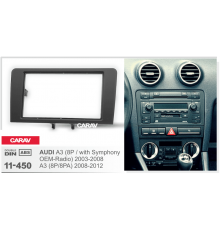 CARAV 11-450 Переходная рамка AUDI A3 (8P/with SymphonyRadio) 03-08; A3 (8P/8PA) 08-12 2Din
