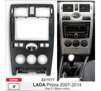 CARAV 22-1177 Переходная рамка LADA Priora 2007-2014  9" Ver.2 (часы снизу) черная