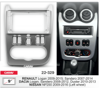 CARAV 22-329 Переходная рамка RENAULT Logan 09-13; Sandero 07-11 / DACIA Logan, Sandero 08-12, Duster 10-13 / NISSAN NP200 09+  9" серебро