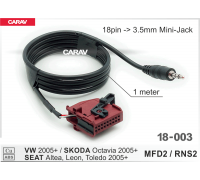 CARAV 18-003 Разъём AUX IN 18pin - JACK 3.5  - VW 2005+ / SKODA Octavia 2005+ / SEAT Altea, Leon, Toledo 2005+
