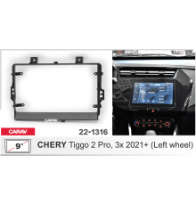 CARAV 22-1316 Переходная рамка CHERY Tiggo 3 2021+  руль слева 9" черный глянец