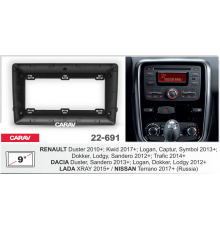 CARAV 22-691 Переходная рамка RENAULT Duster 2010+ KWID 2017+ Logan 2013+ Sandero 2012+ DACIA Duster 2013+ 9"