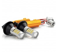 1235 Светодиодные лампы ДХО в поворотники 2 в 1 цоколь PY21W BAU15S 42 LED