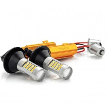 1235 Светодиодные лампы ДХО в поворотники 2 в 1 цоколь PY21W BAU15S 42 LED