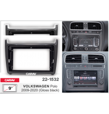 Переходная рамка CARAV 22-1532 9" VOLKSWAGEN Polo (2009-2019) Gloss Black