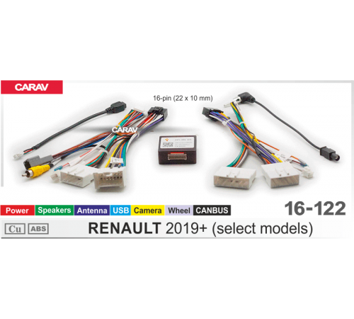 CARAV 16-122 OEM-AND RENAULT 2019+ /Power + Speakers + Antenna + Camera + Wheel + USB + CANBUS/ SS