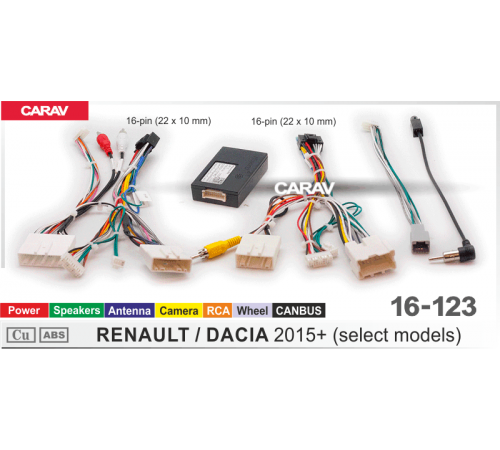 CARAV 16-123 OEM-AND RENAULT 2015+ /Питание + Динамики + Камера + Руль+ CANBUS / Ver.1 / HiWorld