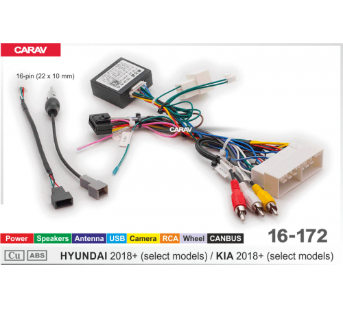 CARAV 16-172 OEM-AND HYUNDAI 2018+ KIA 2018+  /Power + Speakers + Antenna + Wheel + Camera + RCA + USB + CANBUS/ Raise